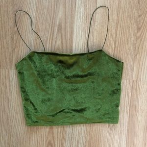 NastyGal green cropped velvet top